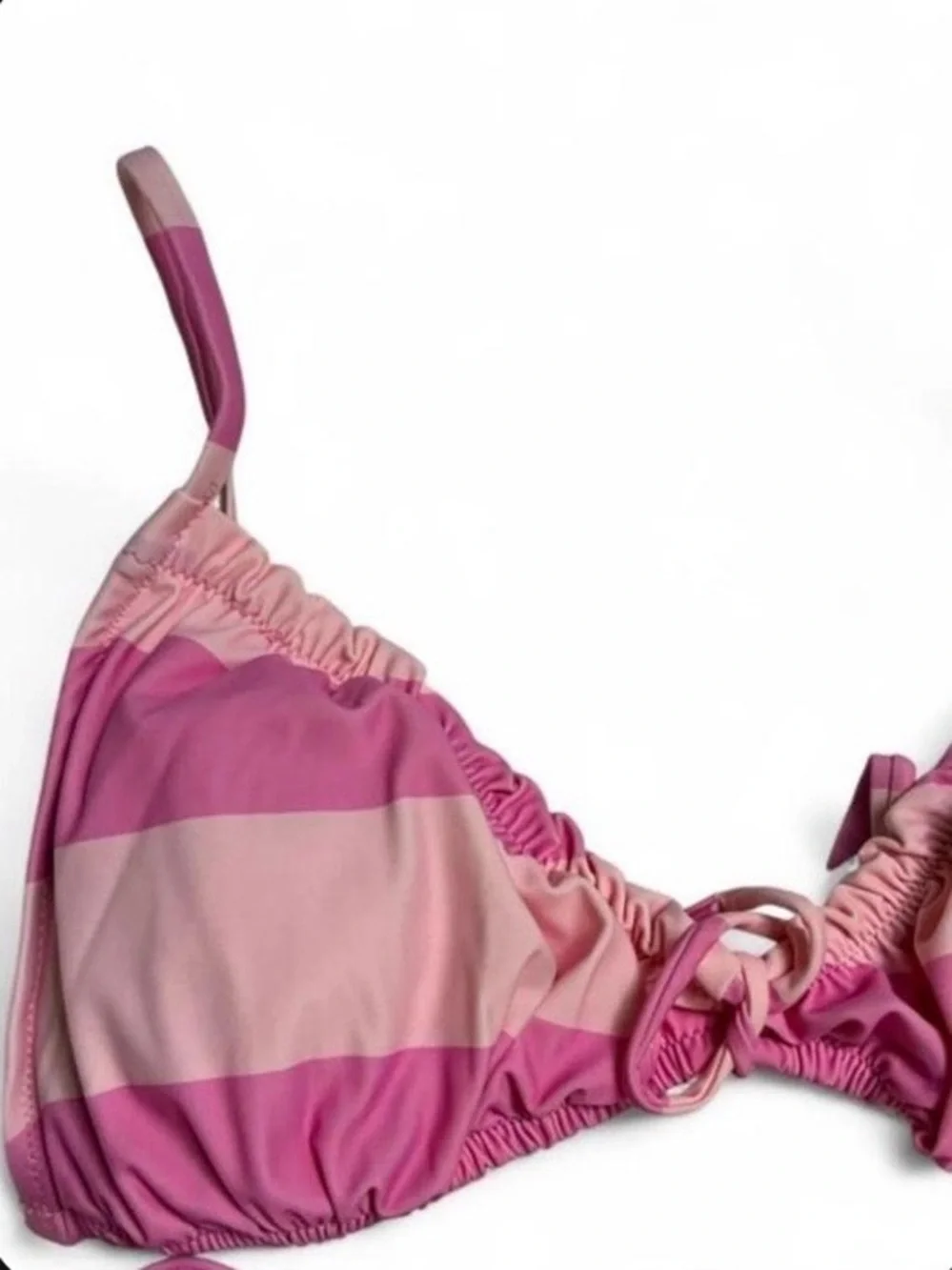 AERIE- pink and light pink horizontal striped bikini- bottoms size: M-Top size:L